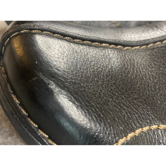 Clarks Unstructured Black/Dark Brown Leather Button Slip On Loafers Womens 9W - Picture 4 of 9